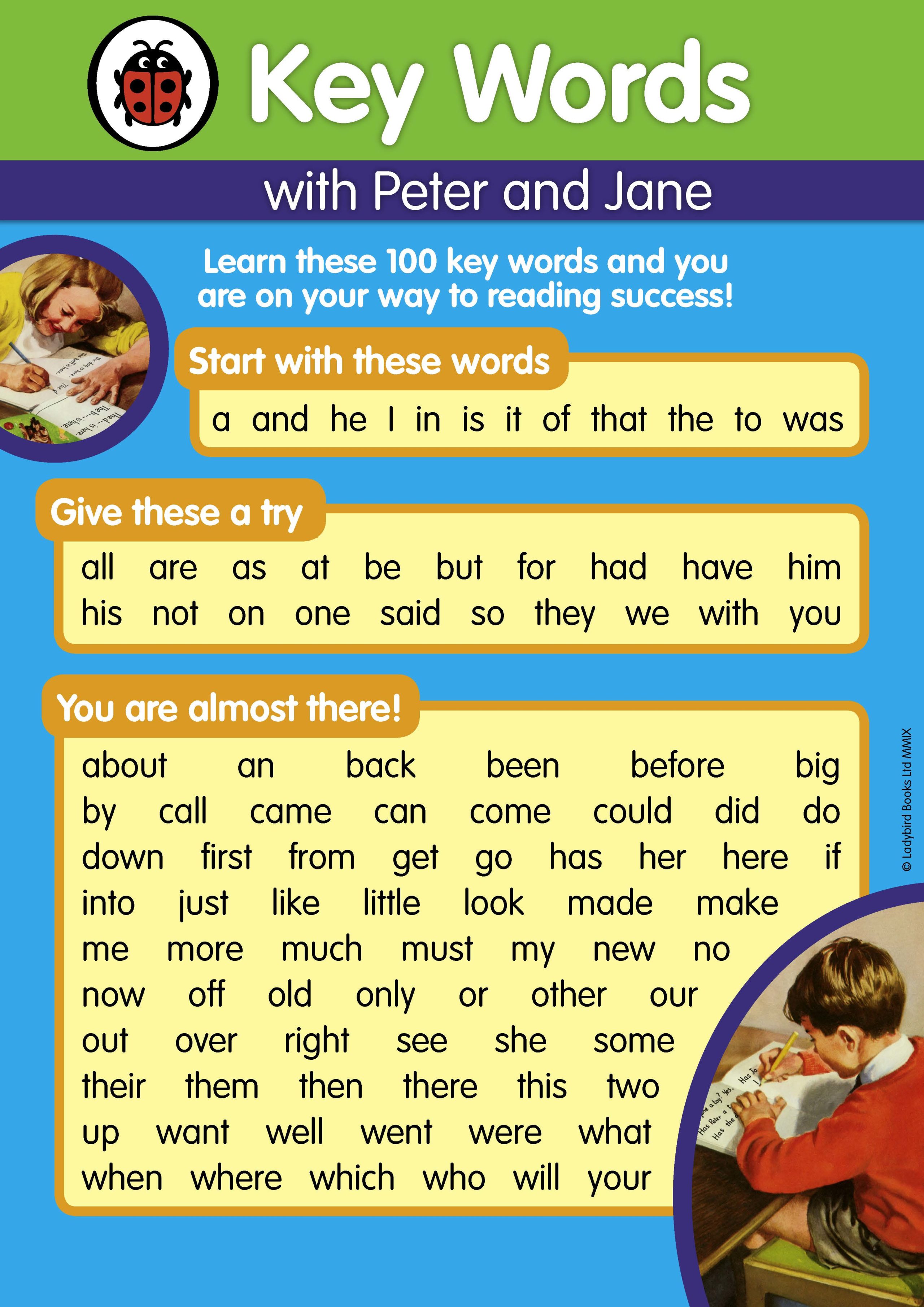 100 Key Words Poster - Ladybird Education