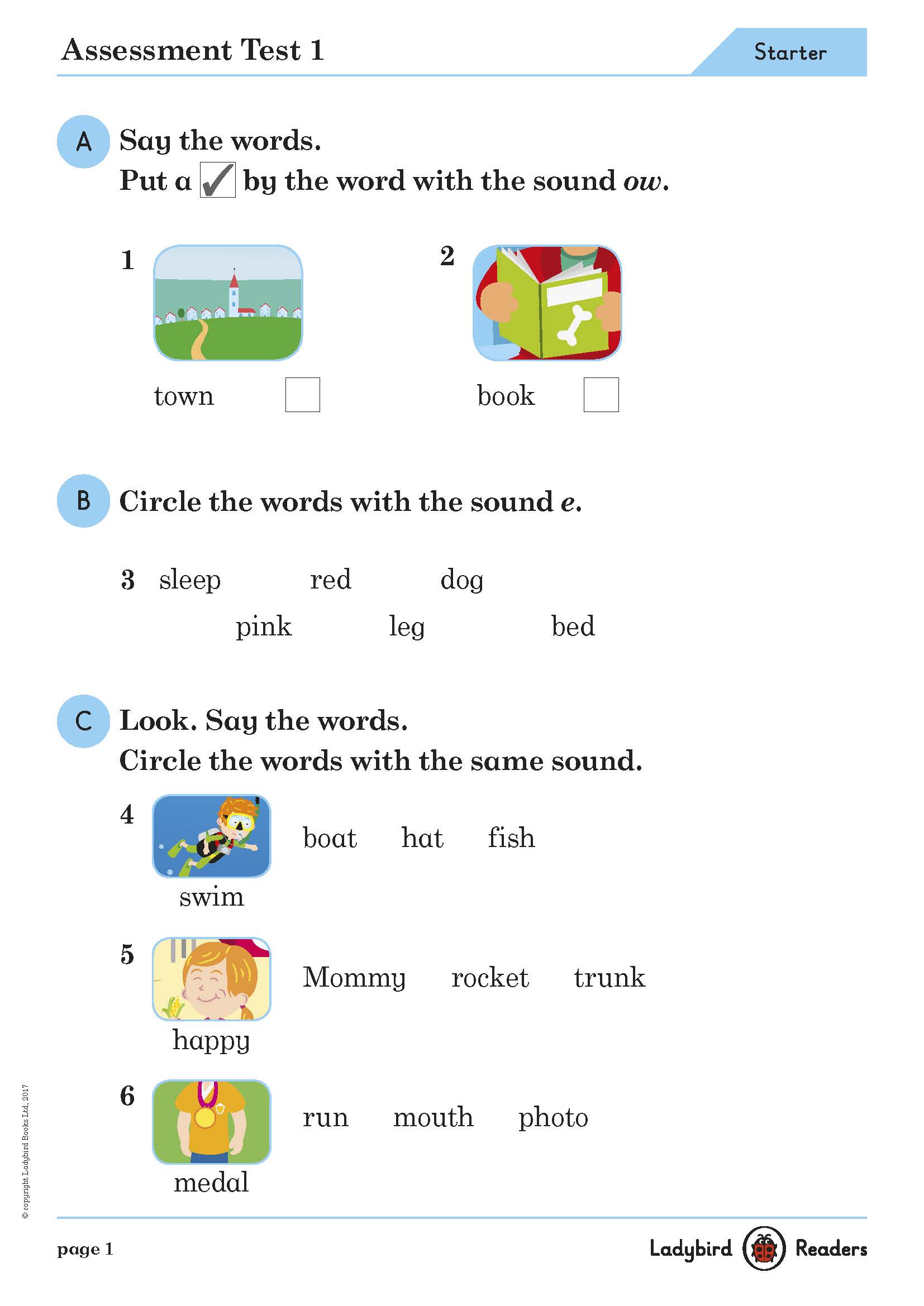 Ladybird Readers Starter Assessment Tests and Answer Keys