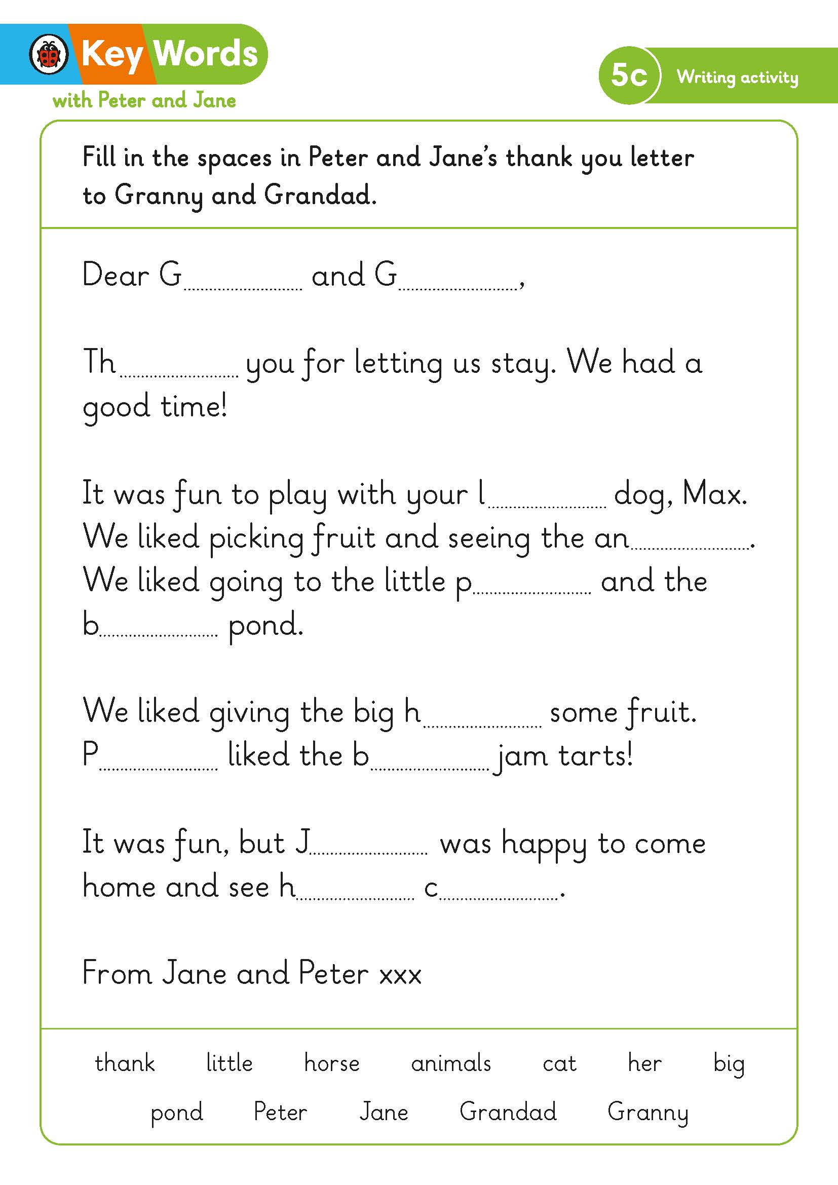 5c Writing Activity